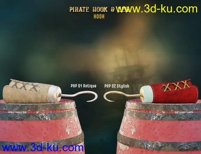 Pirate Hook and Leg for Genesis 8 Female(s)模型的图片8