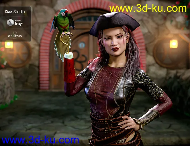 Pirate Hook and Leg for Genesis 8 Female(s)模型的图片13