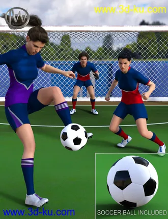 3D打印模型Playing Soccer Poses and Prop for Genesis 3 and 8的图片