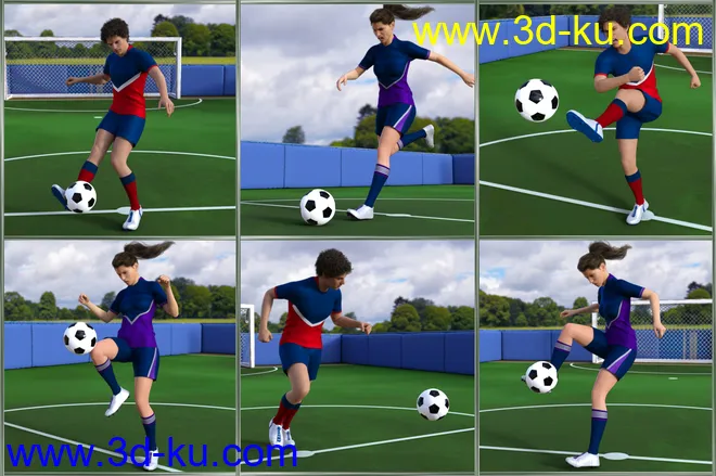 Playing Soccer Poses and Prop for Genesis 3 and 8模型的图片2