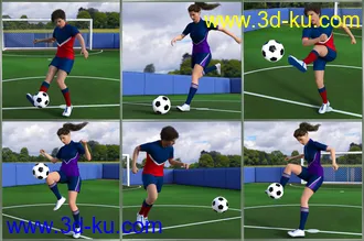 3D打印模型Playing Soccer Poses and Prop for Genesis 3 and 8的图片
