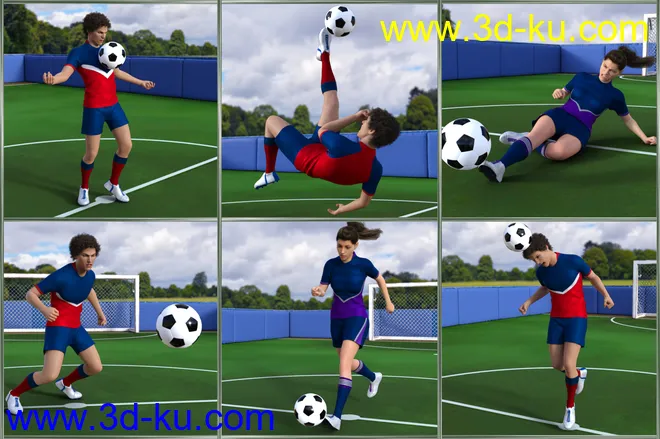 Playing Soccer Poses and Prop for Genesis 3 and 8模型的图片3