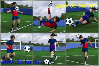 3D打印模型Playing Soccer Poses and Prop for Genesis 3 and 8的图片