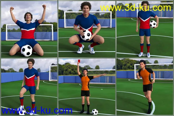 Playing Soccer Poses and Prop for Genesis 3 and 8模型的图片4
