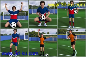3D打印模型Playing Soccer Poses and Prop for Genesis 3 and 8的图片