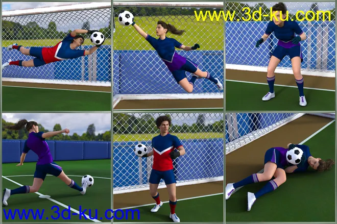 Playing Soccer Poses and Prop for Genesis 3 and 8模型的图片5
