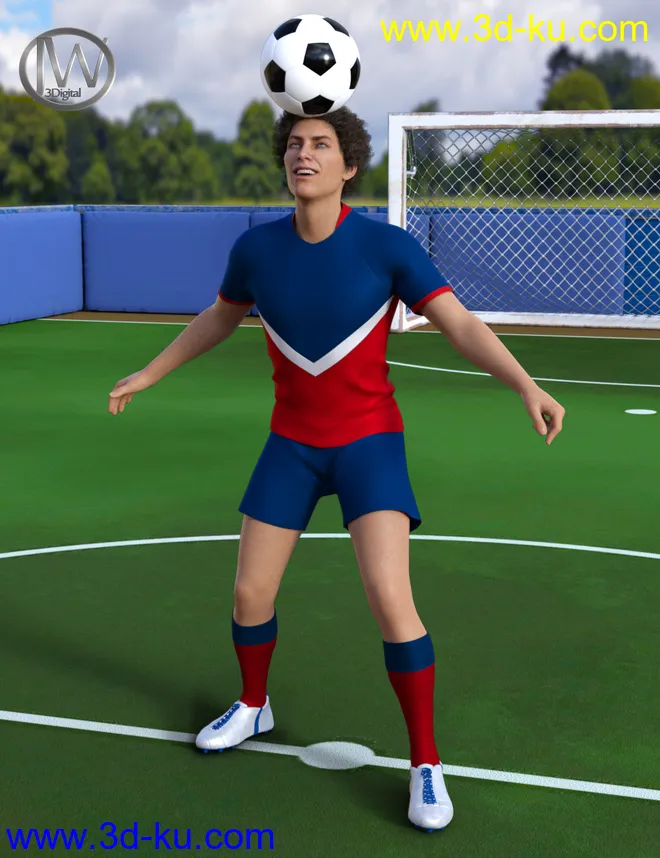 Playing Soccer Poses and Prop for Genesis 3 and 8模型的图片6
