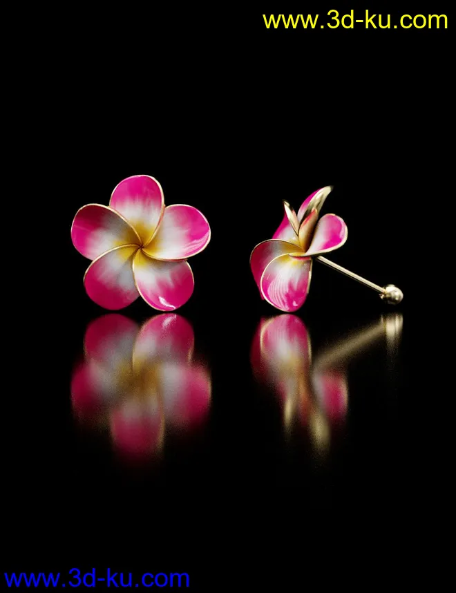 Plumeria Earrings for Genesis 8 and Genesis 3 Female模型的图片1