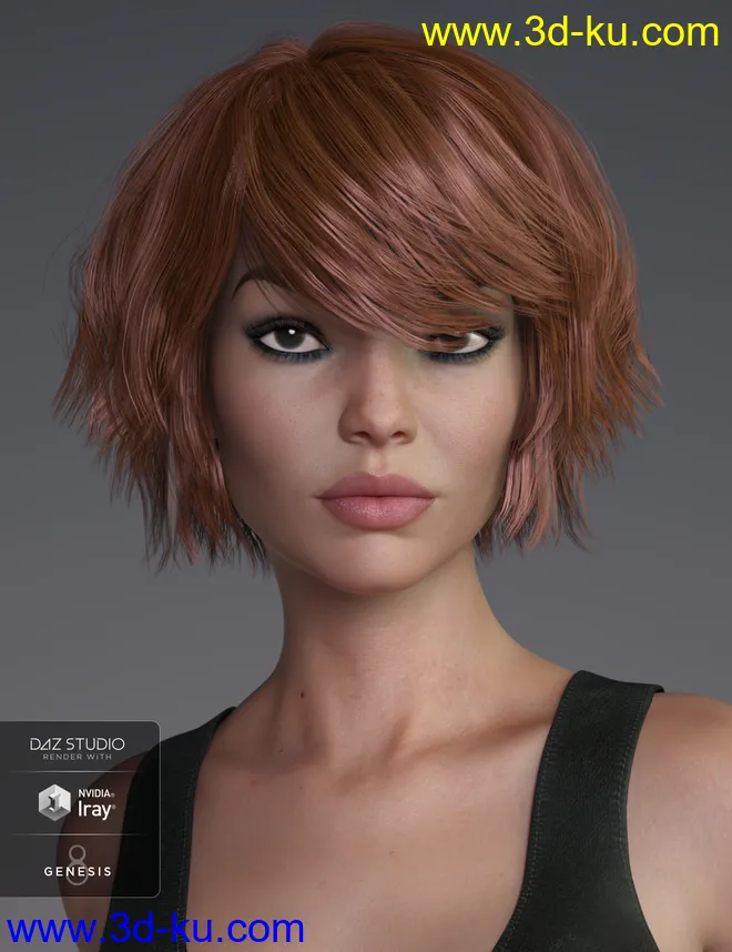 Pop Cut Hair for Genesis 3 and 8 Female(s)模型的图片1