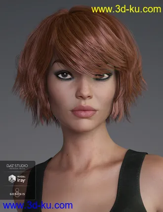 3D打印模型Pop Cut Hair for Genesis 3 and 8 Female(s)的图片