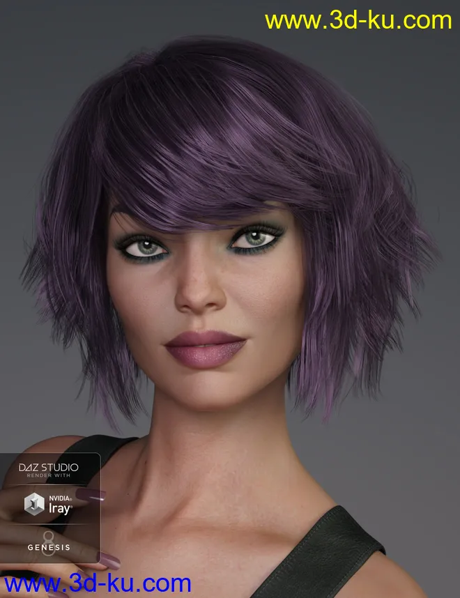 Pop Cut Hair for Genesis 3 and 8 Female(s)模型的图片3