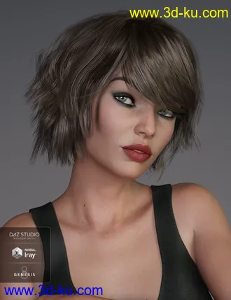 3D打印模型Pop Cut Hair for Genesis 3 and 8 Female(s)的图片