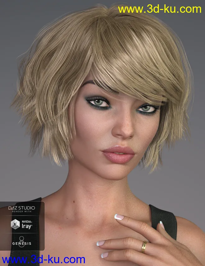 Pop Cut Hair for Genesis 3 and 8 Female(s)模型的图片12