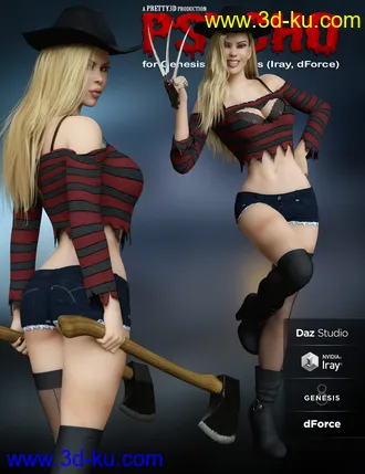 3D打印模型Psycho Outfit Set for Genesis 8 Females的图片