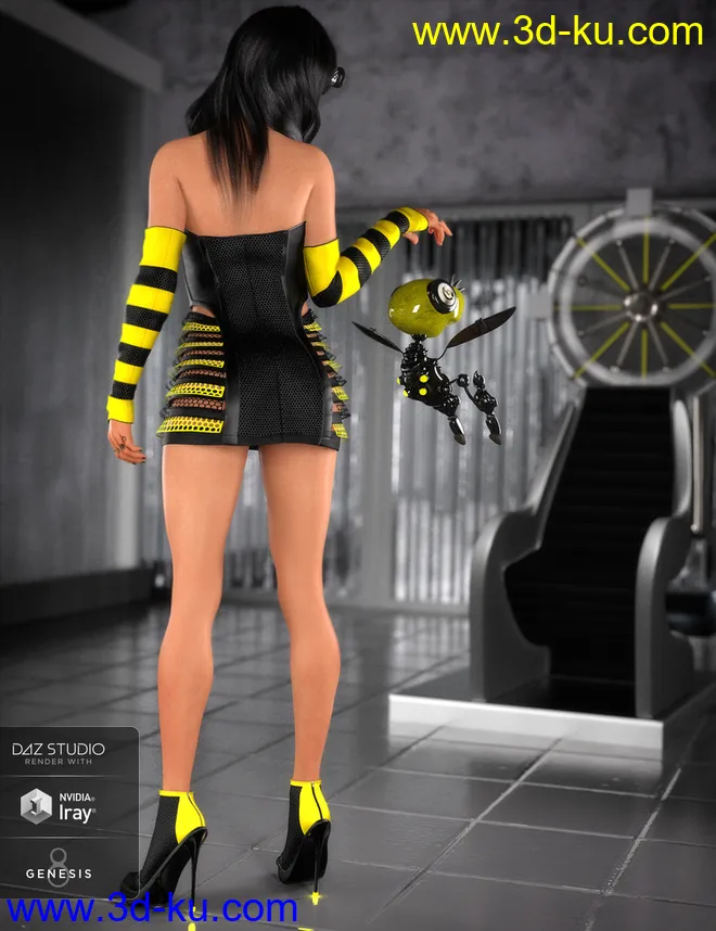 Queen Bee Outfit for Genesis 8 Female(s)模型的图片3