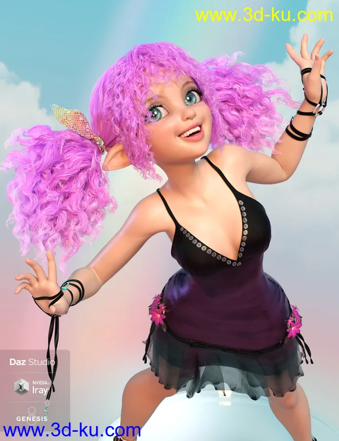 Rainboo Hair for Genesis 8 Females模型的图片1