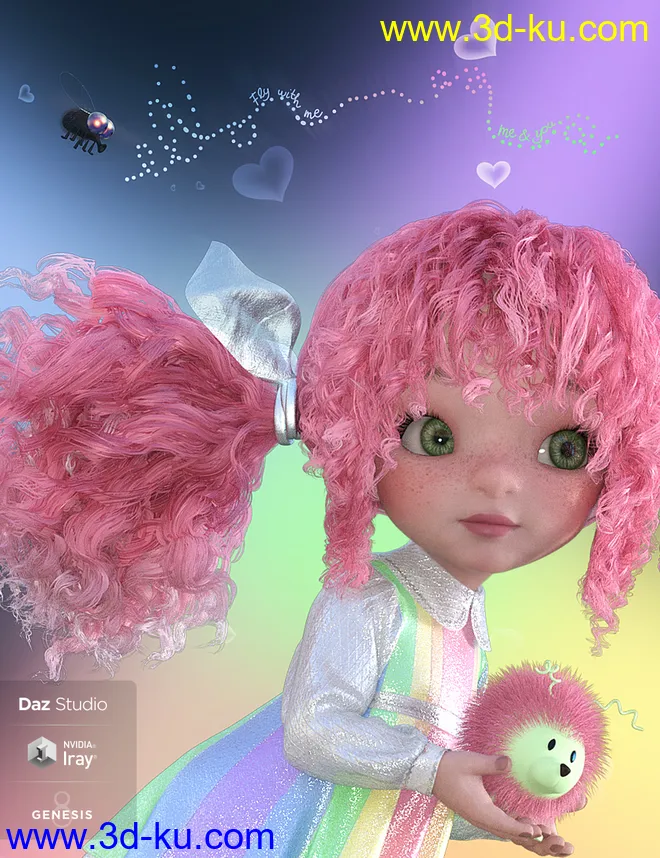 Rainboo Hair for Genesis 8 Females模型的图片3