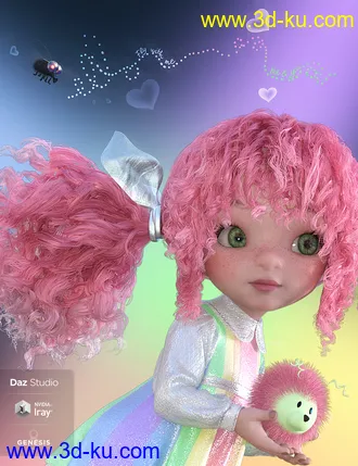 3D打印模型Rainboo Hair for Genesis 8 Females的图片