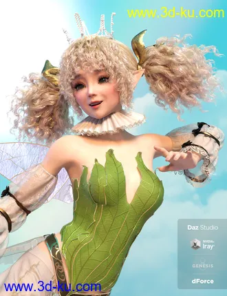 3D打印模型Rainboo Hair for Genesis 8 Females的图片