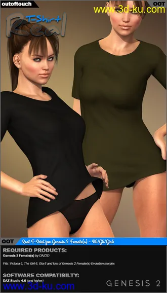 3D打印模型Real T-Shirt for Genesis 2 Female(s)的图片