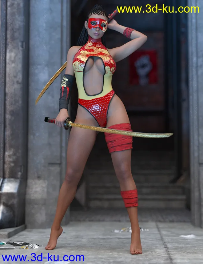 Red Silk Outfit for Genesis 8 Female(s)模型的图片1