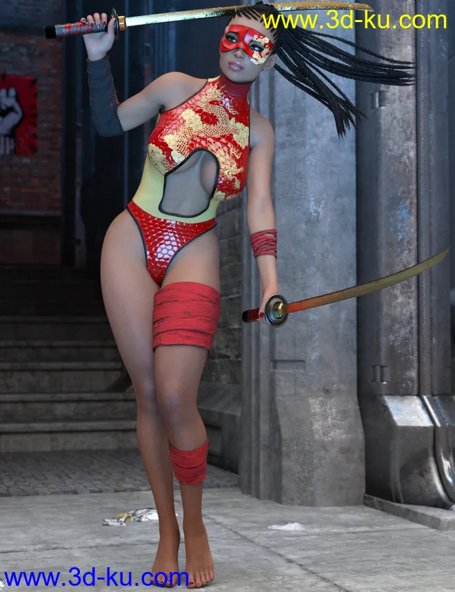 Red Silk Outfit for Genesis 8 Female(s)模型的图片4