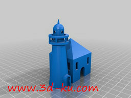 3D打印模型白色与红色的间错房子的图片