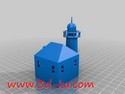 3D打印模型白色与红色的间错房子的图片