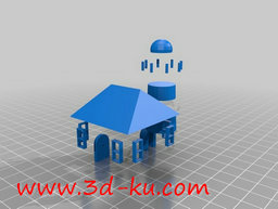 3D打印模型白色与红色的间错房子的图片