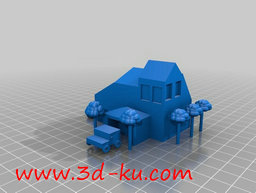 3D打印模型这是一座别墅的侧面，的图片