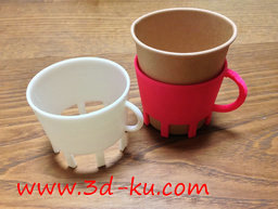 3D打印模型带把手的纸杯架的图片