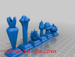 3D打印模型排成一排的蔬菜的图片