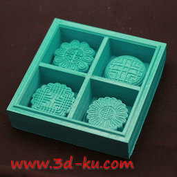 3D打印模型四个装月饼模具的图片