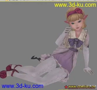 3D打印模型发个可爱的小女孩~带动作~和骨骼~的图片