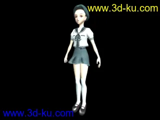 3D打印模型短裙女高中生 ，有材质贴图的图片
