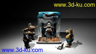 3D打印模型4个河马角色的图片