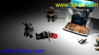 3D打印模型4个河马角色的图片