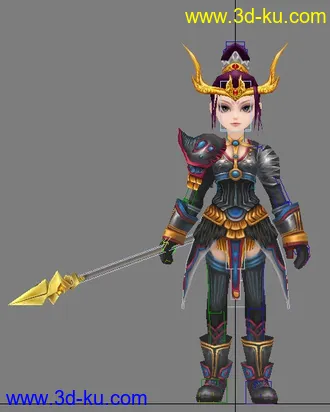 3D打印模型有绑定，Q板的一个小女性战士，喜欢分享~！的图片