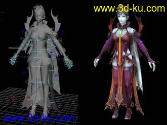 游戏《永恒之塔AION》魔女带骨骼绑定的MAYA模型的图片