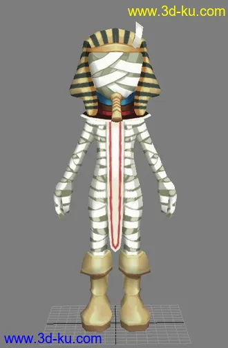 3D打印模型Q版埃及法老，自己做的。。附带蒙皮+动作，想要的下吧，别忘回帖的图片