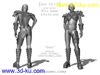 3D打印模型一个穿着奇异铠甲的女人~有绑定！！！的图片