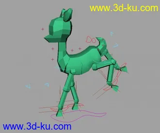 一简单卡通小鹿模型，骨骼绑好，可调动画。的图片