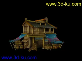 3D打印模型MAYA古代卡通驿站（贴图）的图片