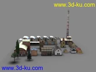 3D打印模型一些房屋和树的图片