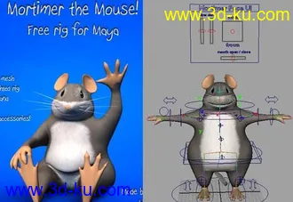 一个绑定好的卡通小老鼠模型 带贴图的图片