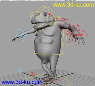 3D打印模型一只拟人的青蛙，已经绑定好骨骼。的图片