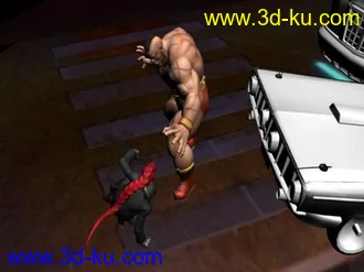 3D打印模型街霸 一个街头打斗场景的图片