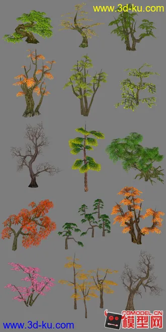 3D打印模型一组低模树的图片