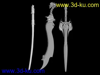 3D打印模型三把武器的图片