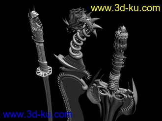 3D打印模型三把武器的图片